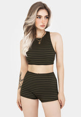 Mire Streifen Hoch Taille Schwimmen Shorts