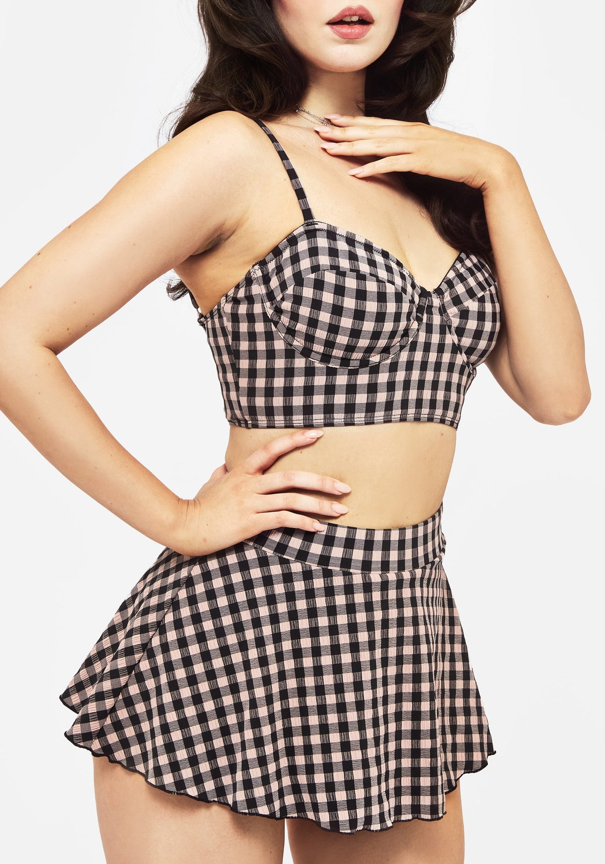 Terra Gingham Schwimmen Rock - Pink