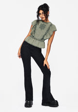 Eartha Bestickt Baumwolle Rüsche Detail Peplum Top