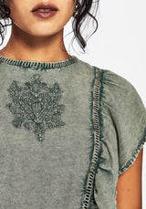 Eartha Bestickt Baumwolle Rüsche Detail Peplum Top