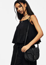 Cordata Leinenmischung Bestickt Gestuft Cami Top  Schwarz
