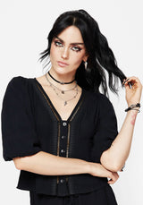Blessing Spitze Insert Schmal Zulaufend Taille Bluse Top
