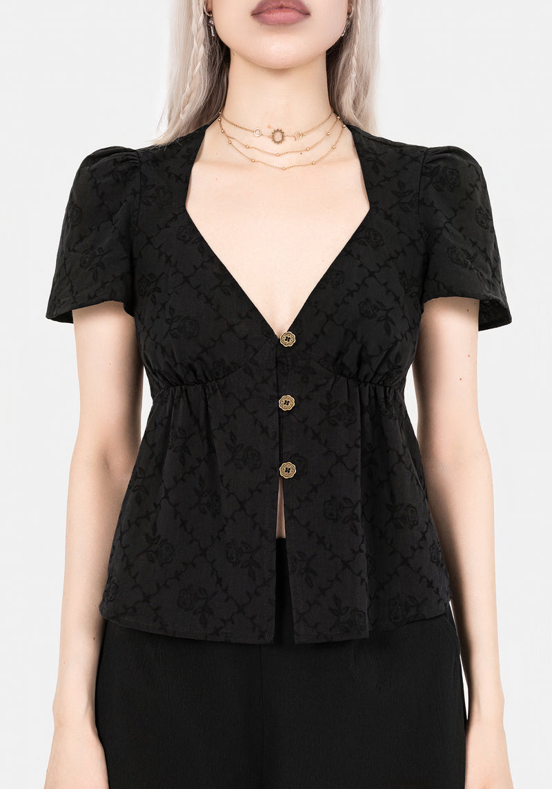 Polgara Floral Jacquard Peplum Top