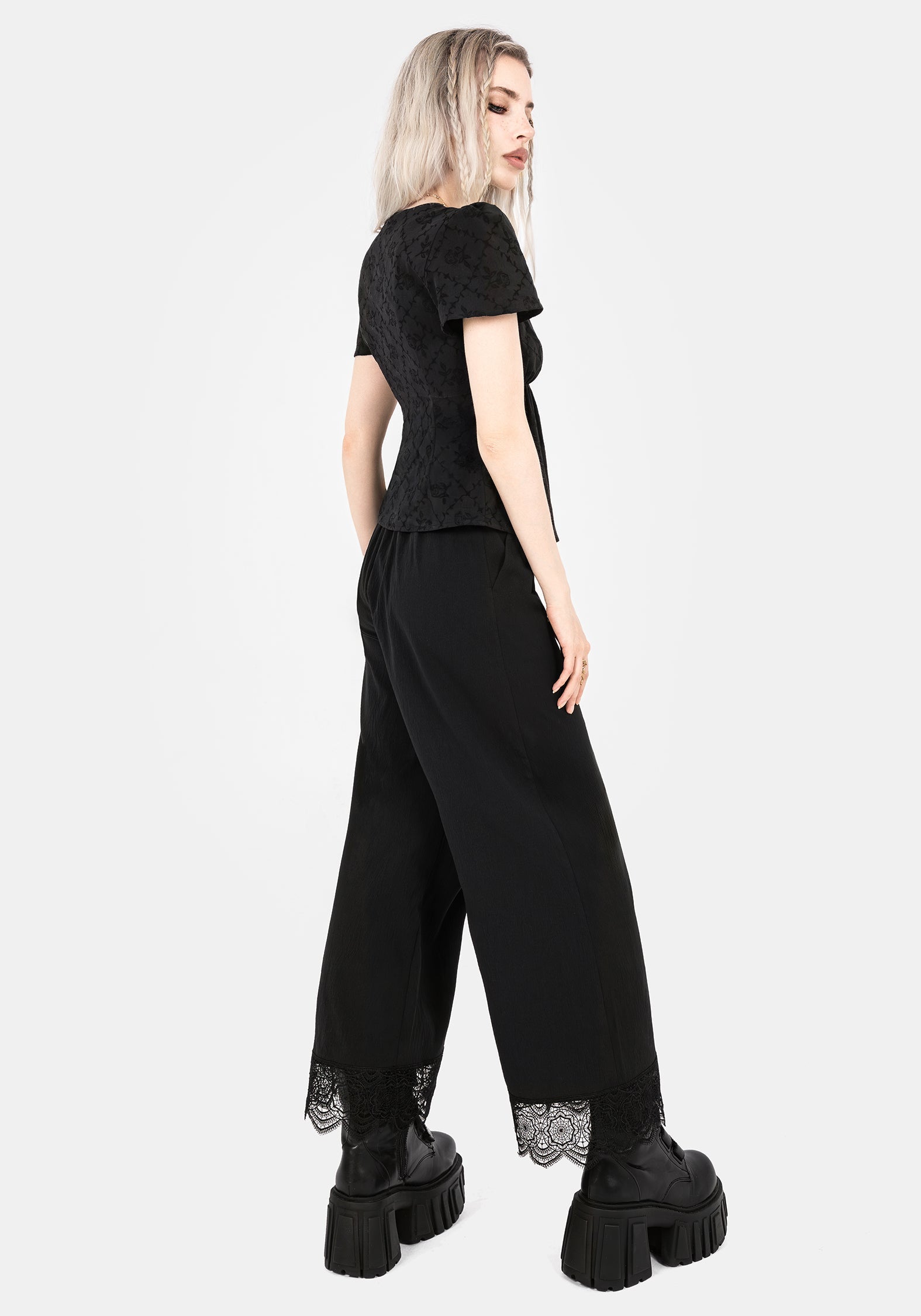 Polgara Blumenmuster Jacquard Peplum Top