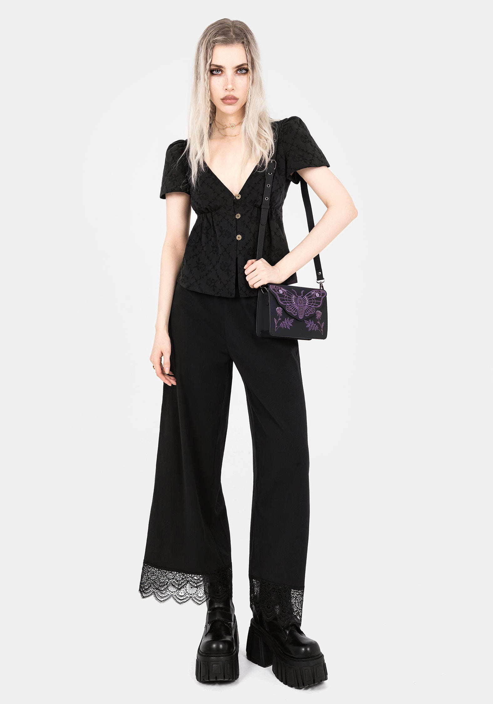 Polgara Blumenmuster Jacquard Peplum Top