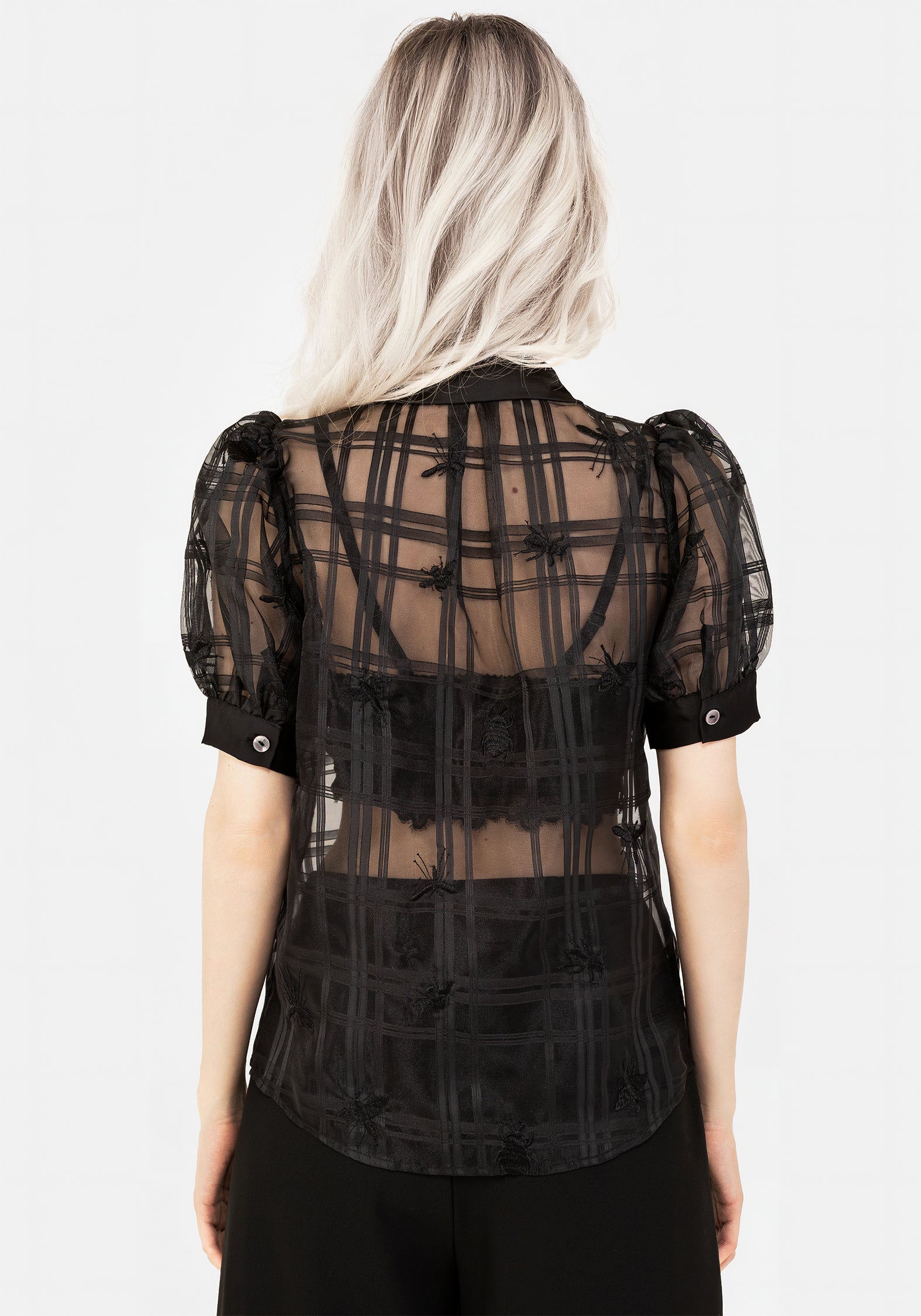 Sedona Organza Prüfen Bestickt Knopf Hoch Hemd