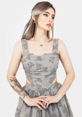 Vanessa Schmetterling Druck Organza Gerafft Mieder Korsett Top