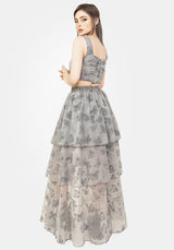 Vanessa Schmetterling Druck Organza Gerafft Mieder Korsett Top