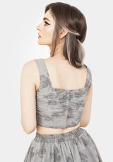 Vanessa Schmetterling Druck Organza Gerafft Mieder Korsett Top