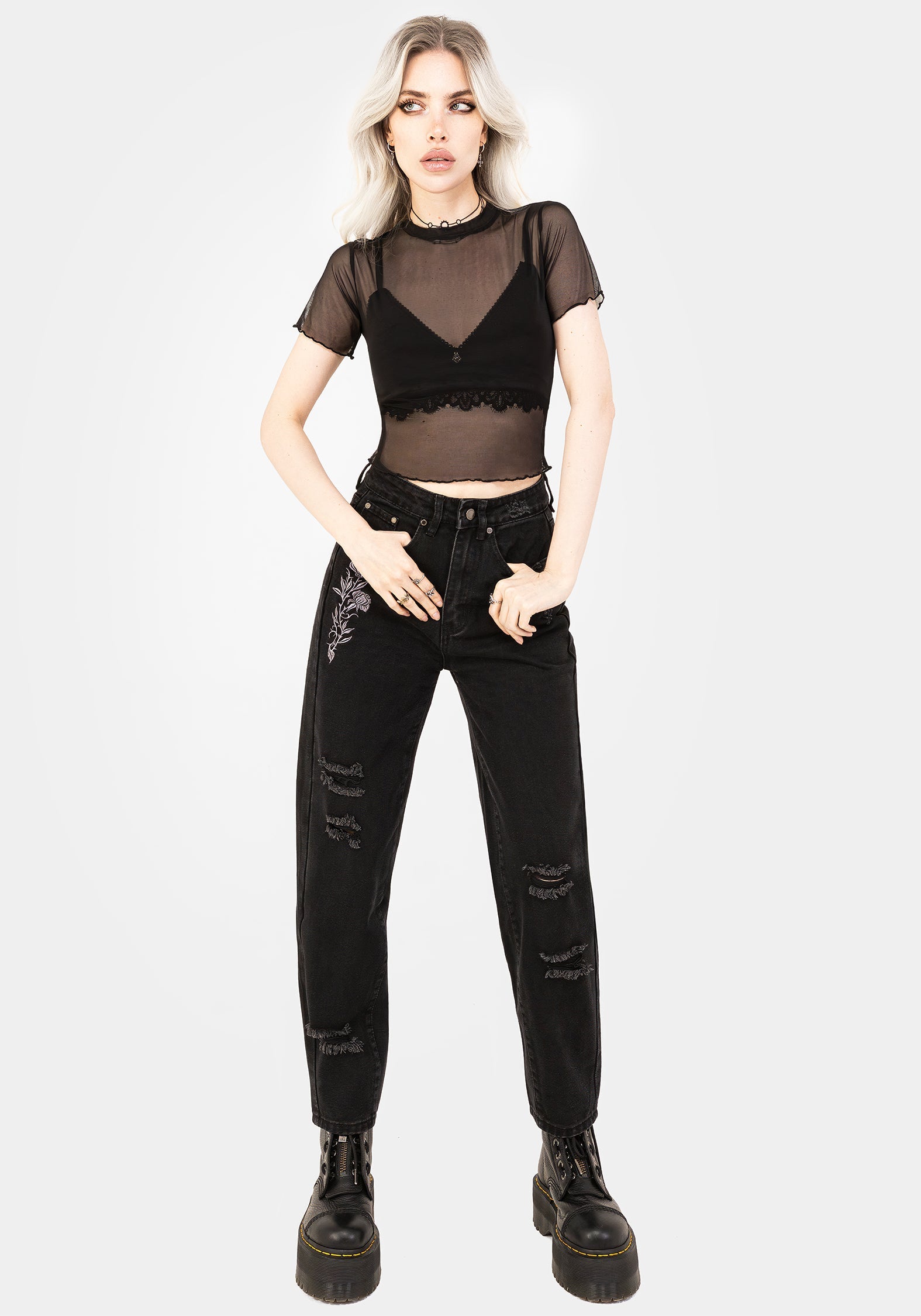 Mirage Mesh Rüschenkante Edge Kurz T-Shirt