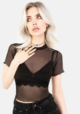 Mirage Mesh Rüschenkante Edge Kurz T-Shirt