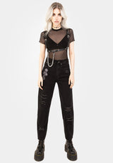 Mirage Mesh Rüschenkante Edge Kurz T-Shirt