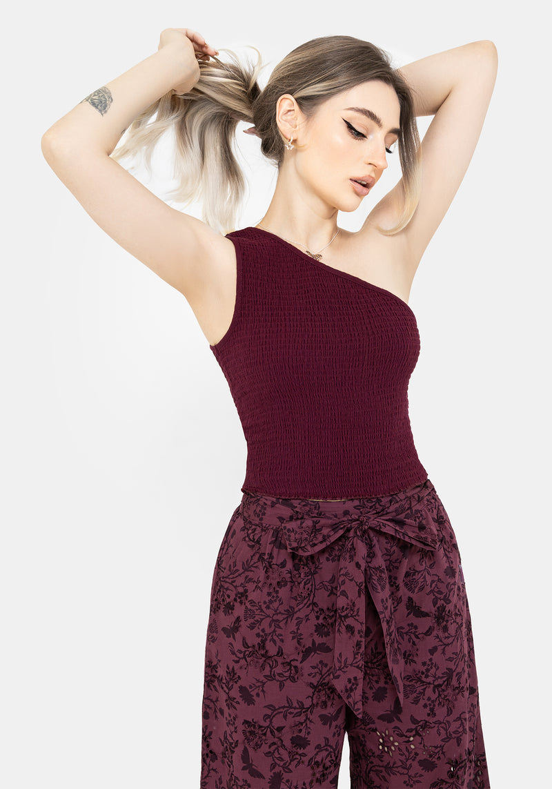 Midsommar Baumwolle Asymmetrisch Gerafft Top