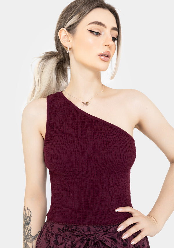 Midsommar Baumwolle Asymmetrisch Gerafft Top