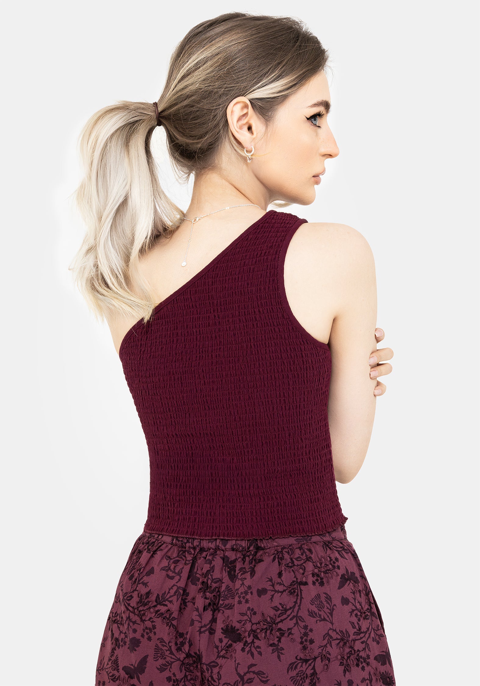 Midsommar Baumwolle Asymmetrisch Gerafft Top