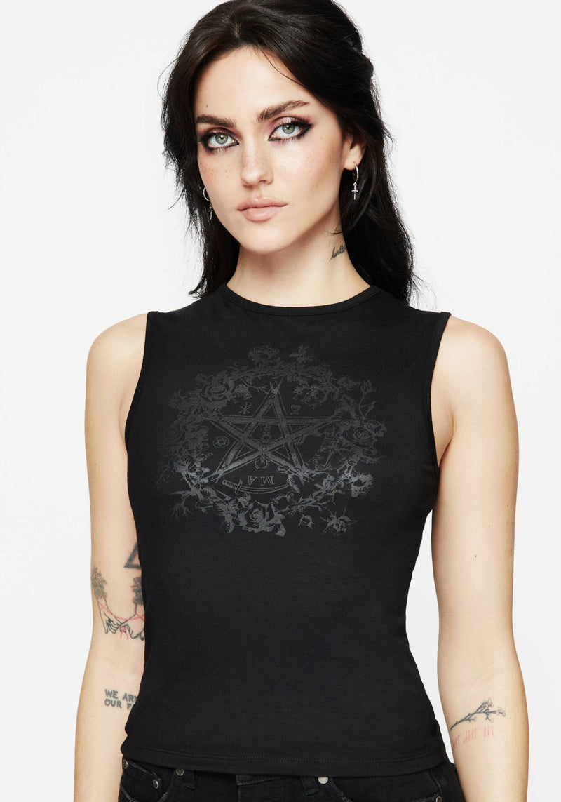 Encore Cotton Thorn and Rose Printed Sleeveless Top