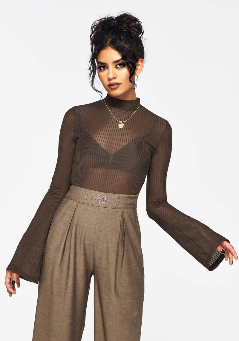 Yasmin Mesh Flare Sleeve Top