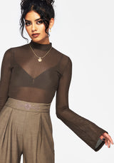 Yasmin Mesh Ausgestellt Ärmel Top