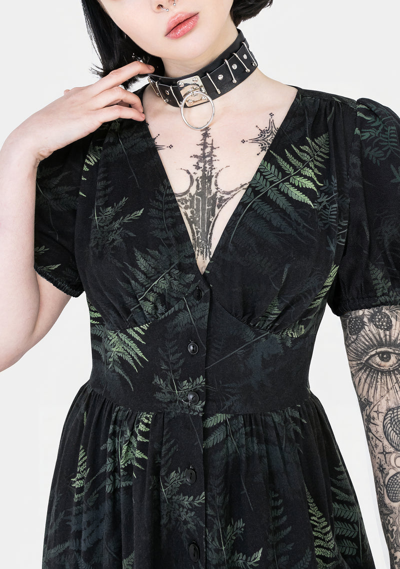 Fernery Knopf Hoch Korsett Mini Kleid