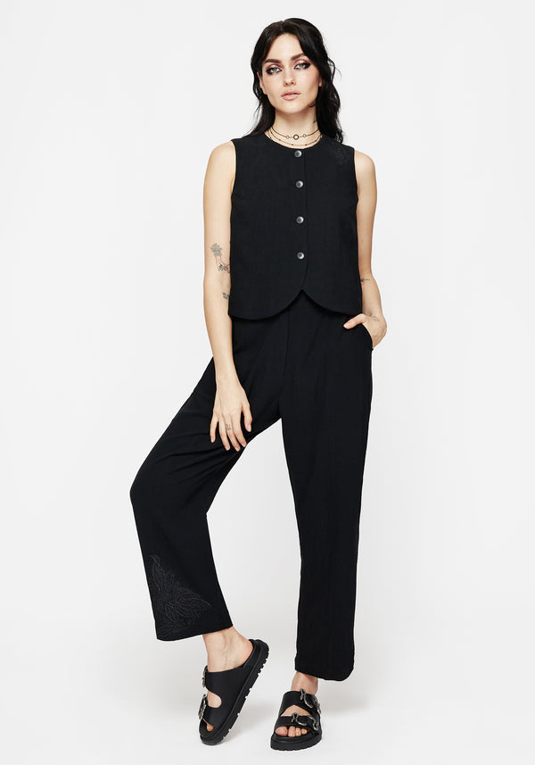 Aya Bestickt Leinen Mischung Ballon Pant