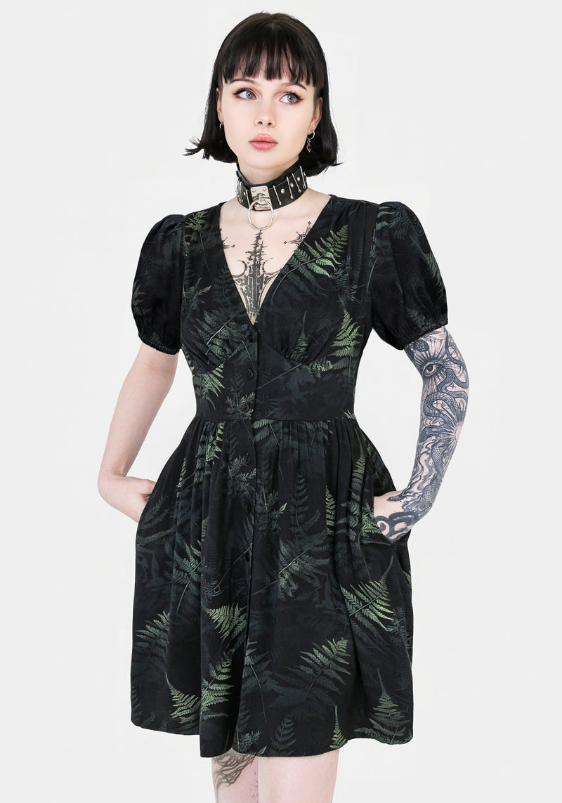 Fernery Knopf Hoch Korsett Mini Kleid