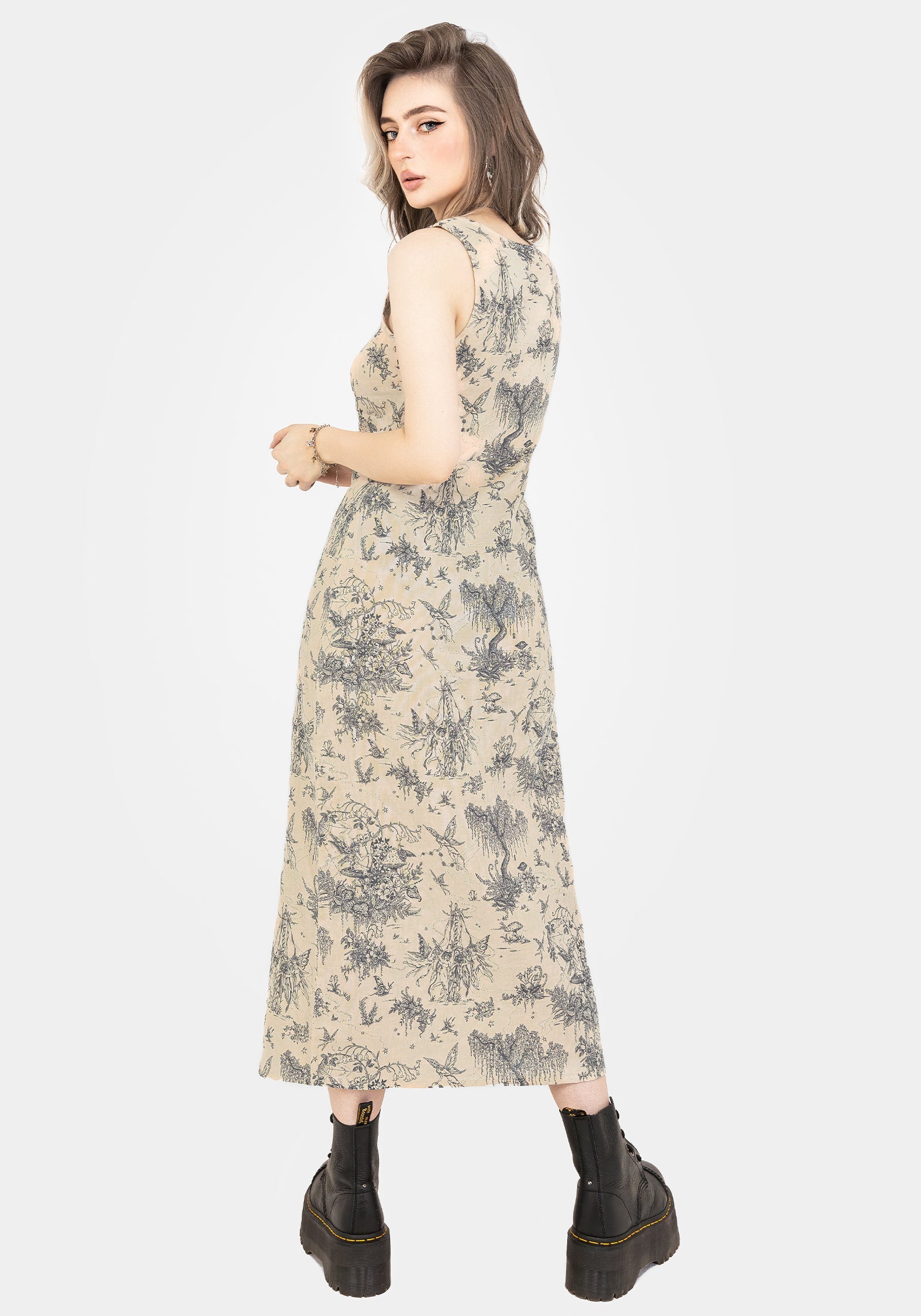 Maypole Baumwolle Druck Knopf Hoch Midaxi Kleid