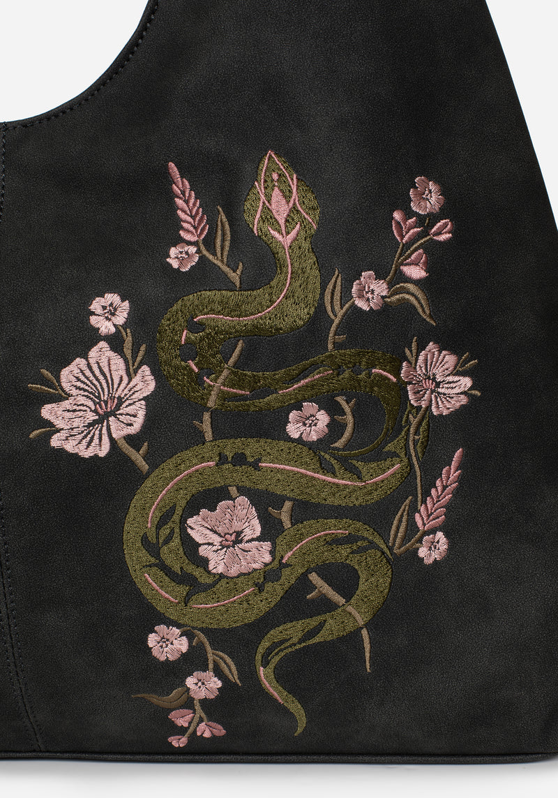 Gorgon Schlange Bestickt Kunst- Suede Tote Tasche