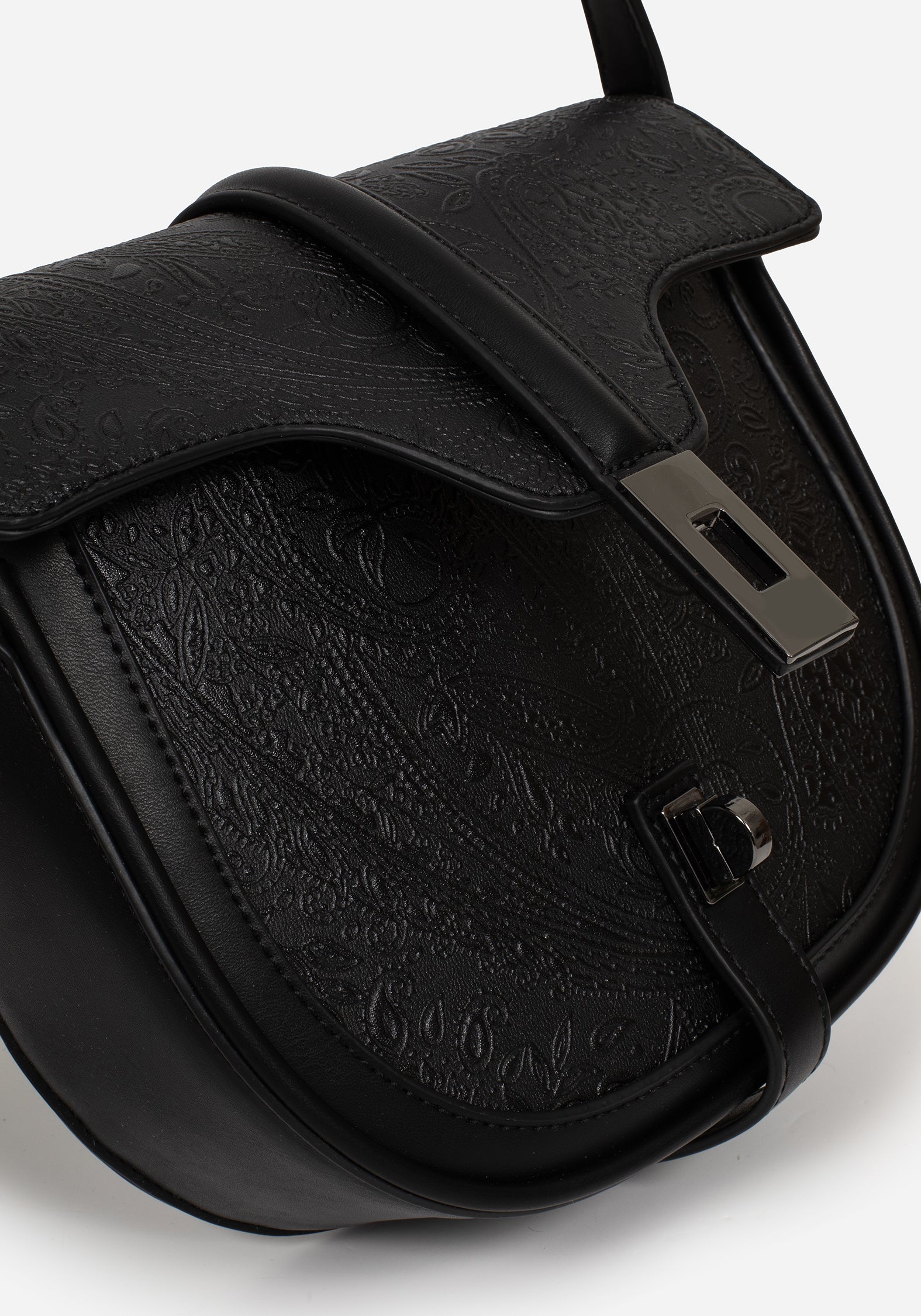 Cypress Paisley Geprägt Crossbody Schulranzen Tasche  Schwarz