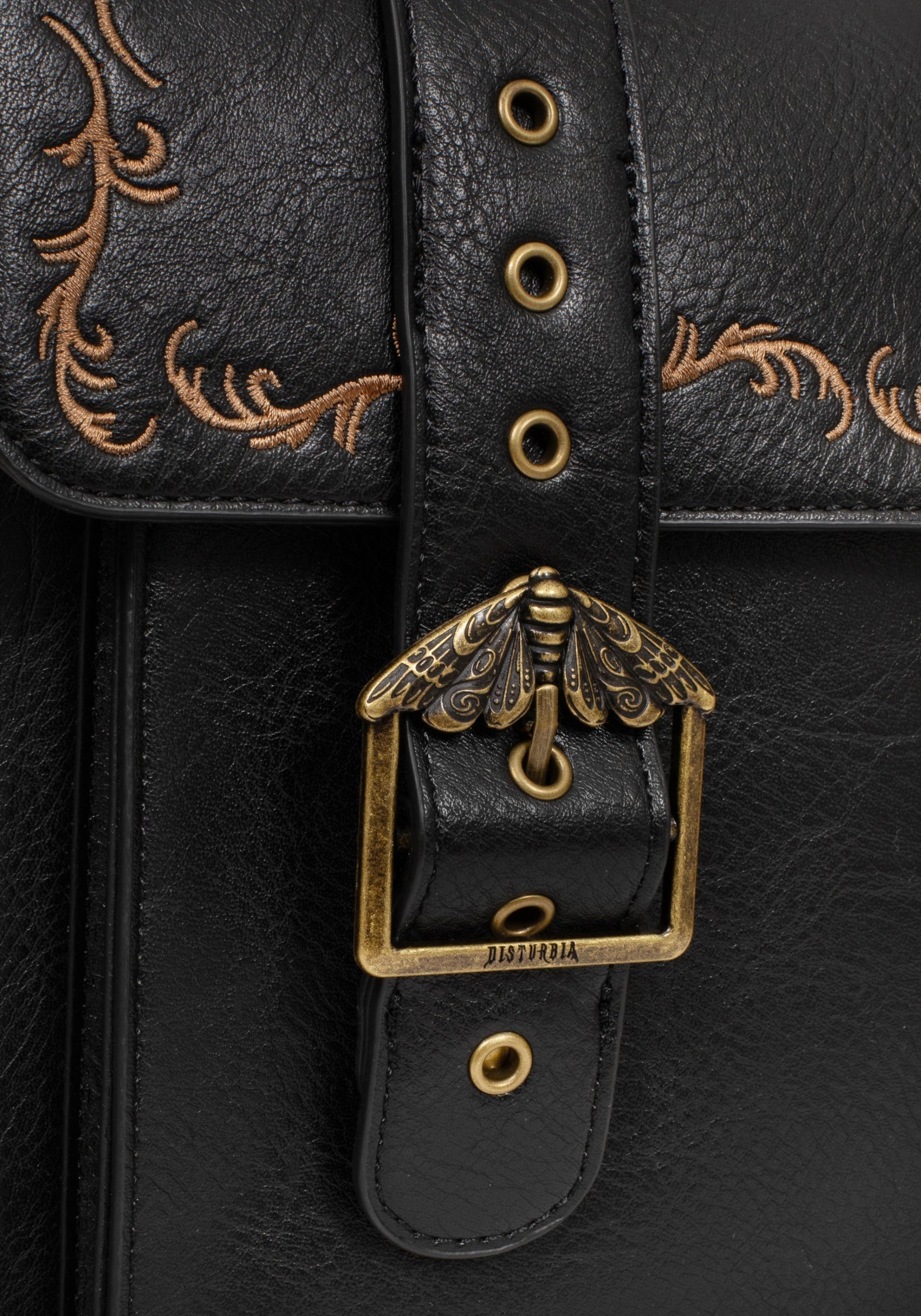 Rosamoth Schnalle Vine Bestickt Schulranzen Tasche  Schwarz