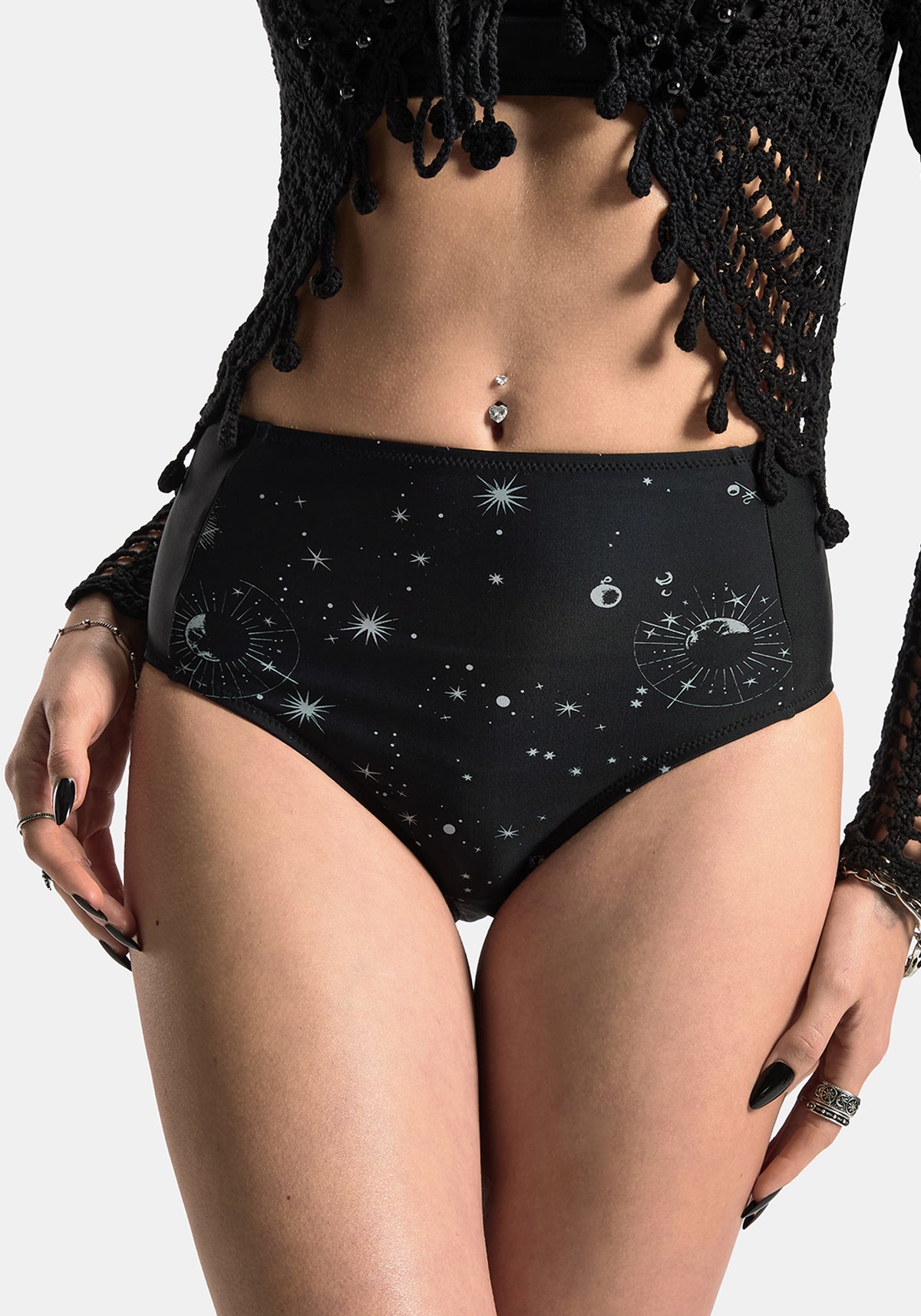 Comet Celestial Bedruckt Hoch Taille Bikini Bottom