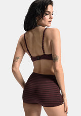 Mire Streifen Krawatte Detail Bikini Top - Burgunderrot