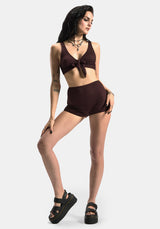 Mire Streifen Krawatte Detail Bikini Top - Burgunderrot