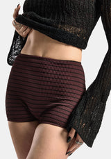 Mire Streifen Hoch Taille Schwimmen Shorts - Burgunderrot
