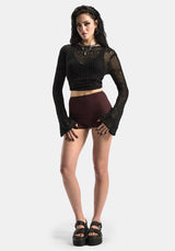 Mire Streifen Hoch Taille Schwimmen Shorts - Burgunderrot