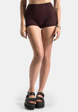 Mire Streifen Hoch Taille Schwimmen Shorts - Burgunderrot