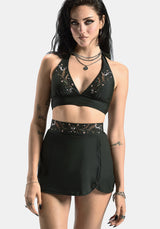 Abellona Bestickt Neckholder Hals Bikini Top