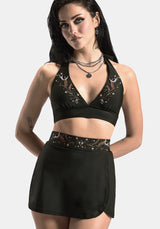 Abellona Bestickt Neckholder Hals Bikini Top