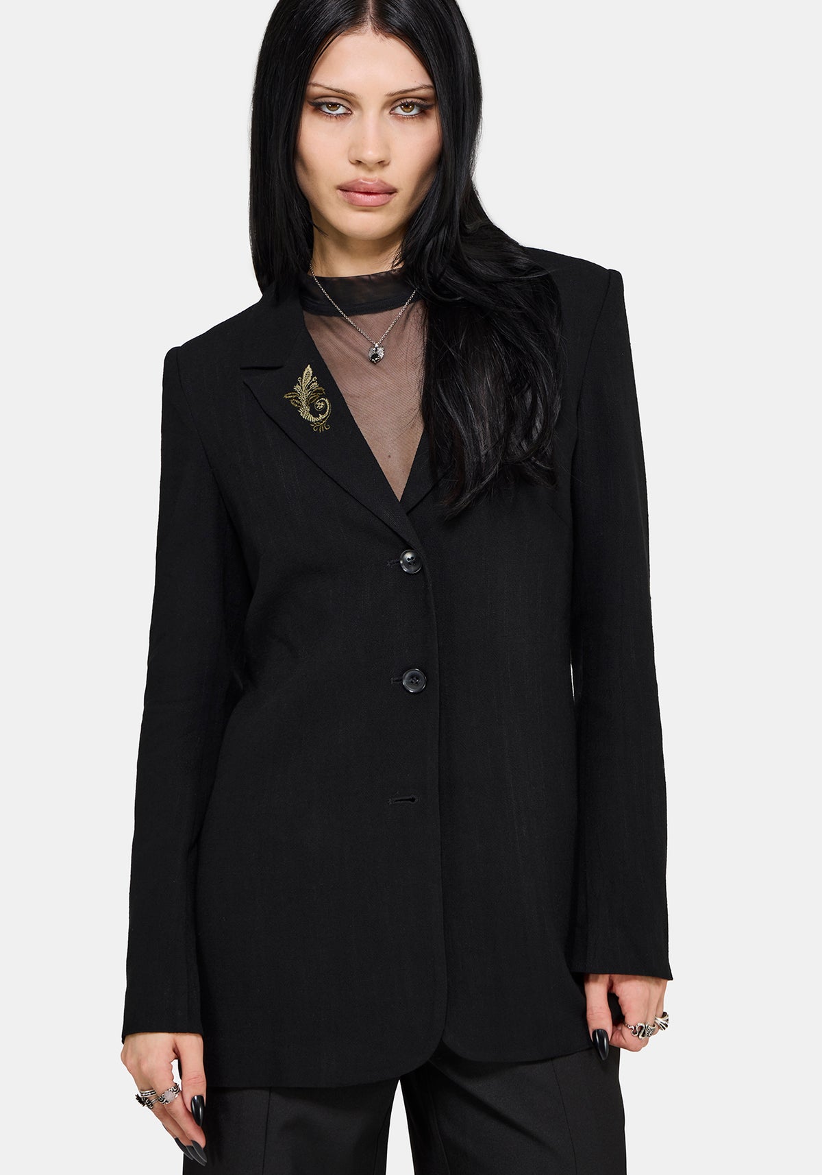Ellis Bestickt Langschnitt Blazer