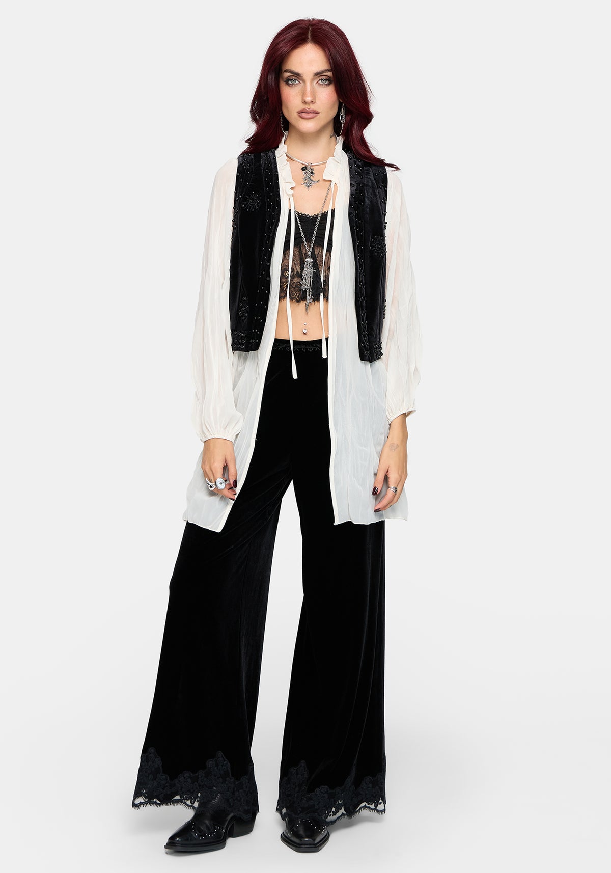 Frankie Velour Beaded Waistcoat