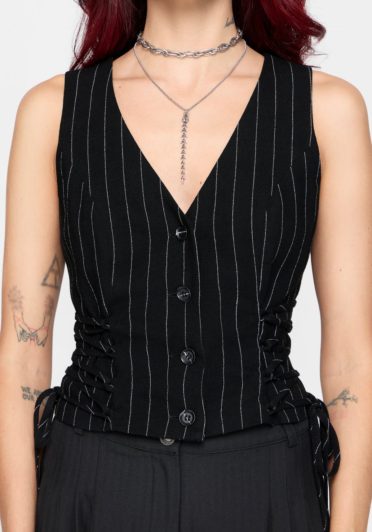 Charli Nadelstreifen Schnürung Waistcoat