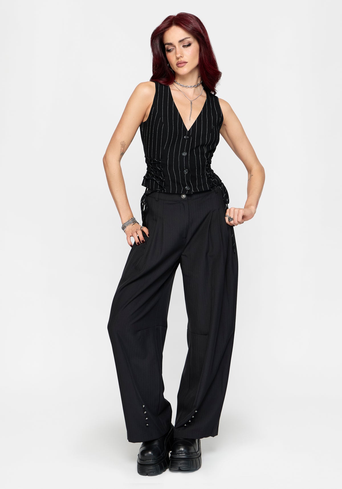 Charli Nadelstreifen Schnürung Waistcoat