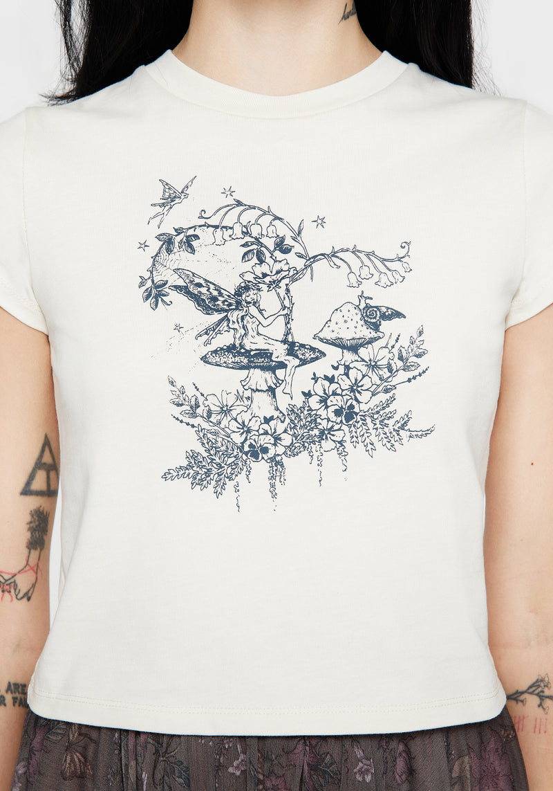 Maypole Baumwolle Fee Druck Kurz T-Shirt