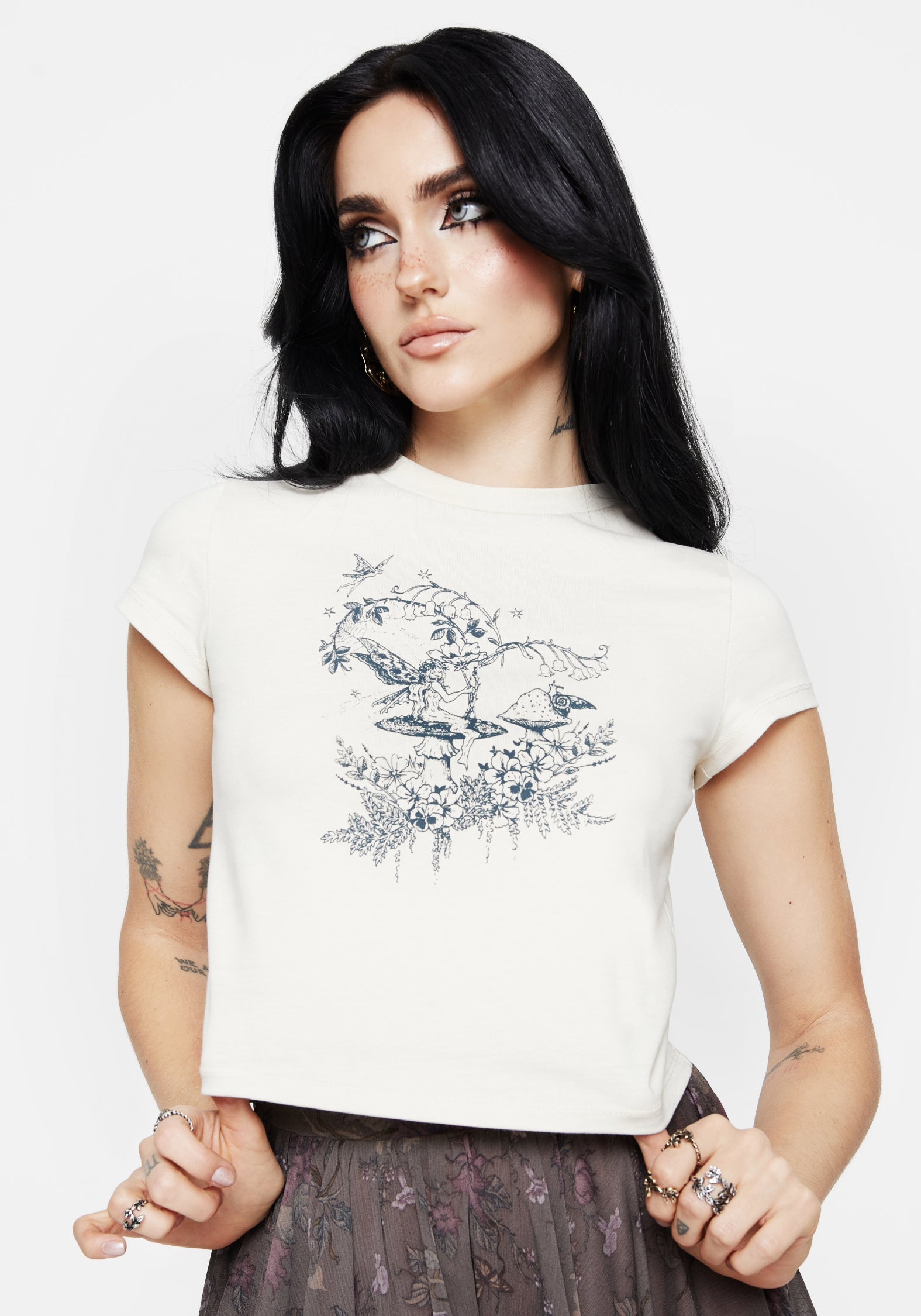 Maypole Baumwolle Fee Druck Kurz T-Shirt
