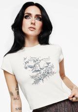 Maypole Baumwolle Fee Druck Kurz T-Shirt