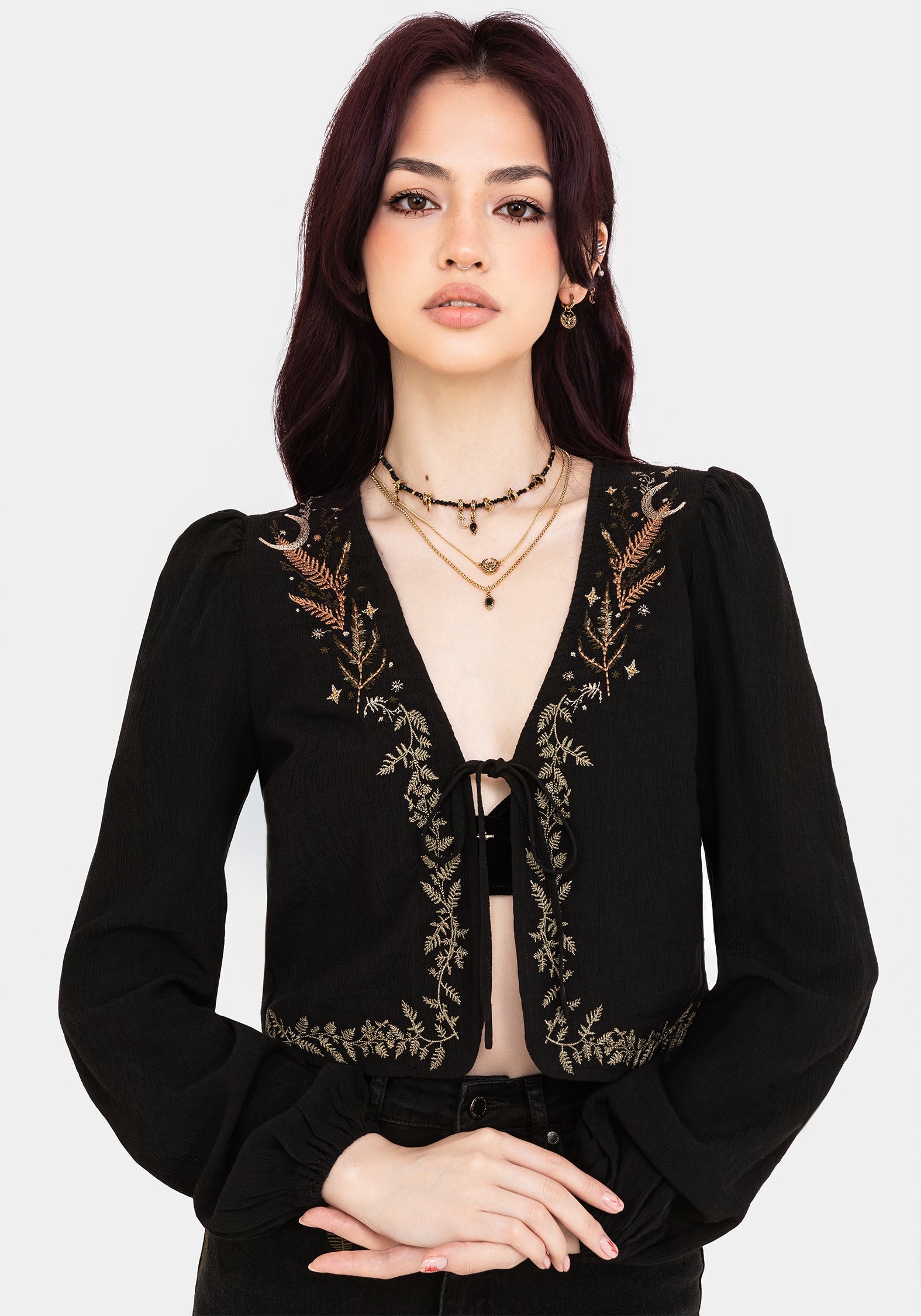 Abellona Bestickt Krawatte Vorderseite Bluse