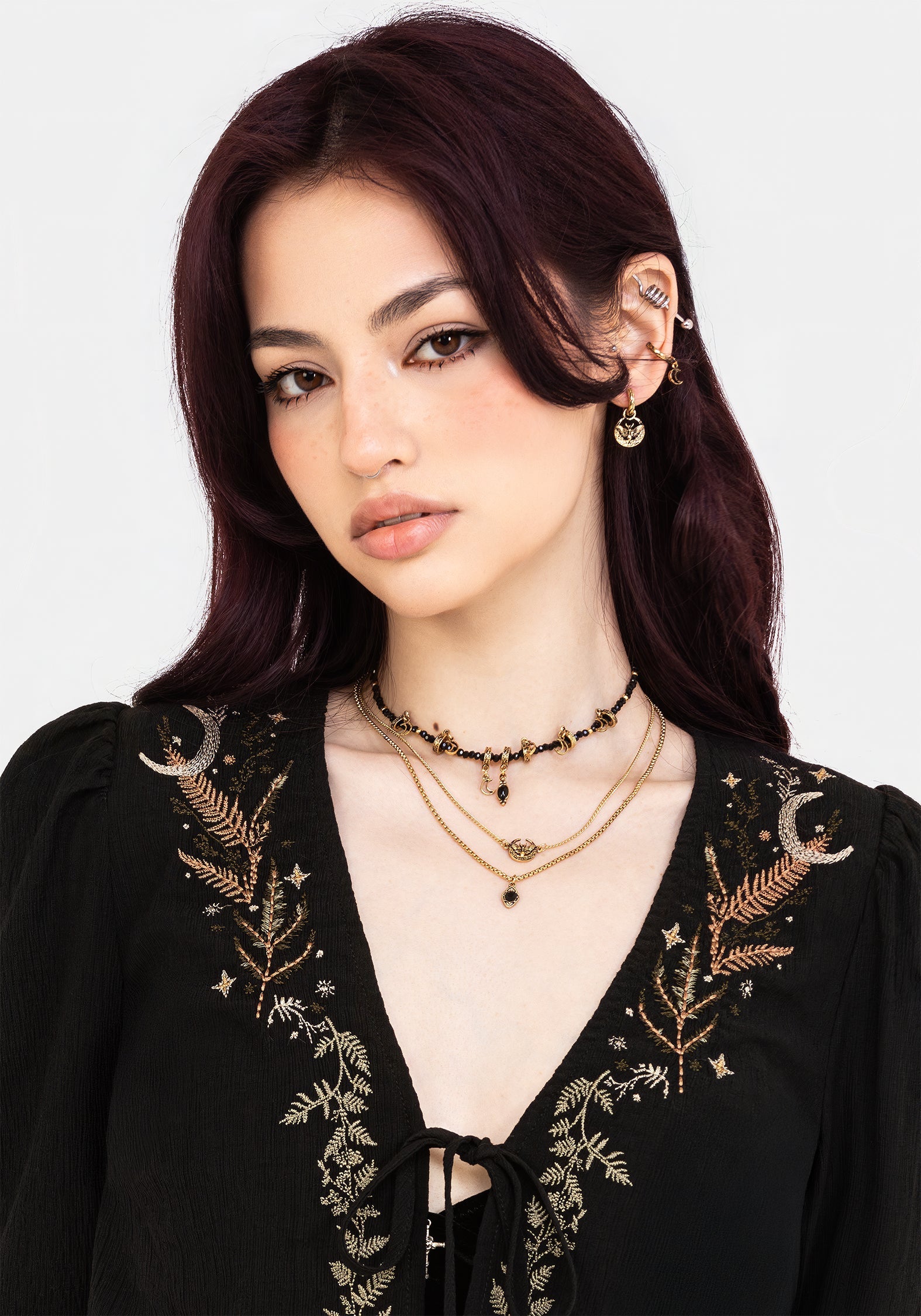 Abellona Bestickt Krawatte Vorderseite Bluse