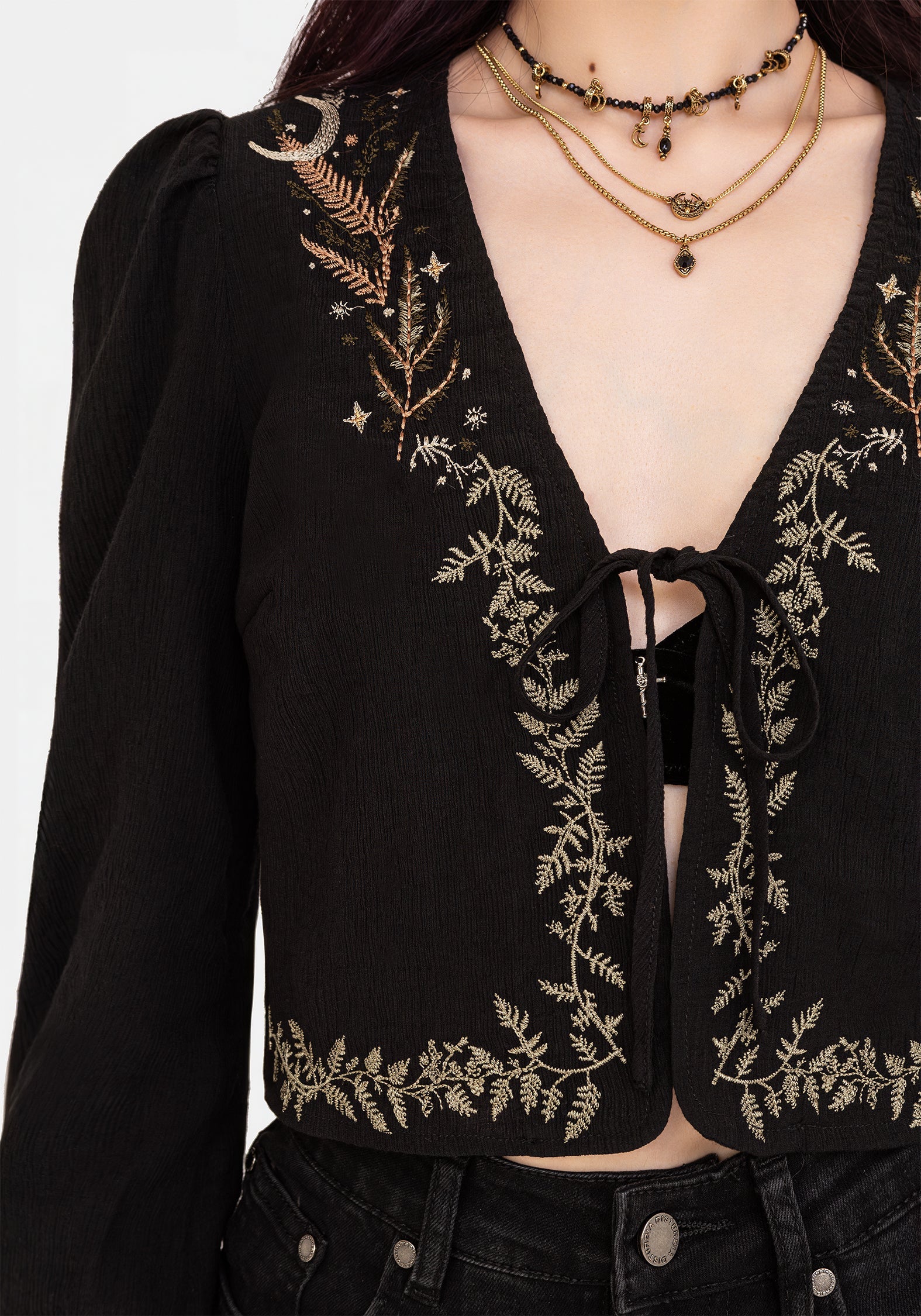 Abellona Bestickt Krawatte Vorderseite Bluse