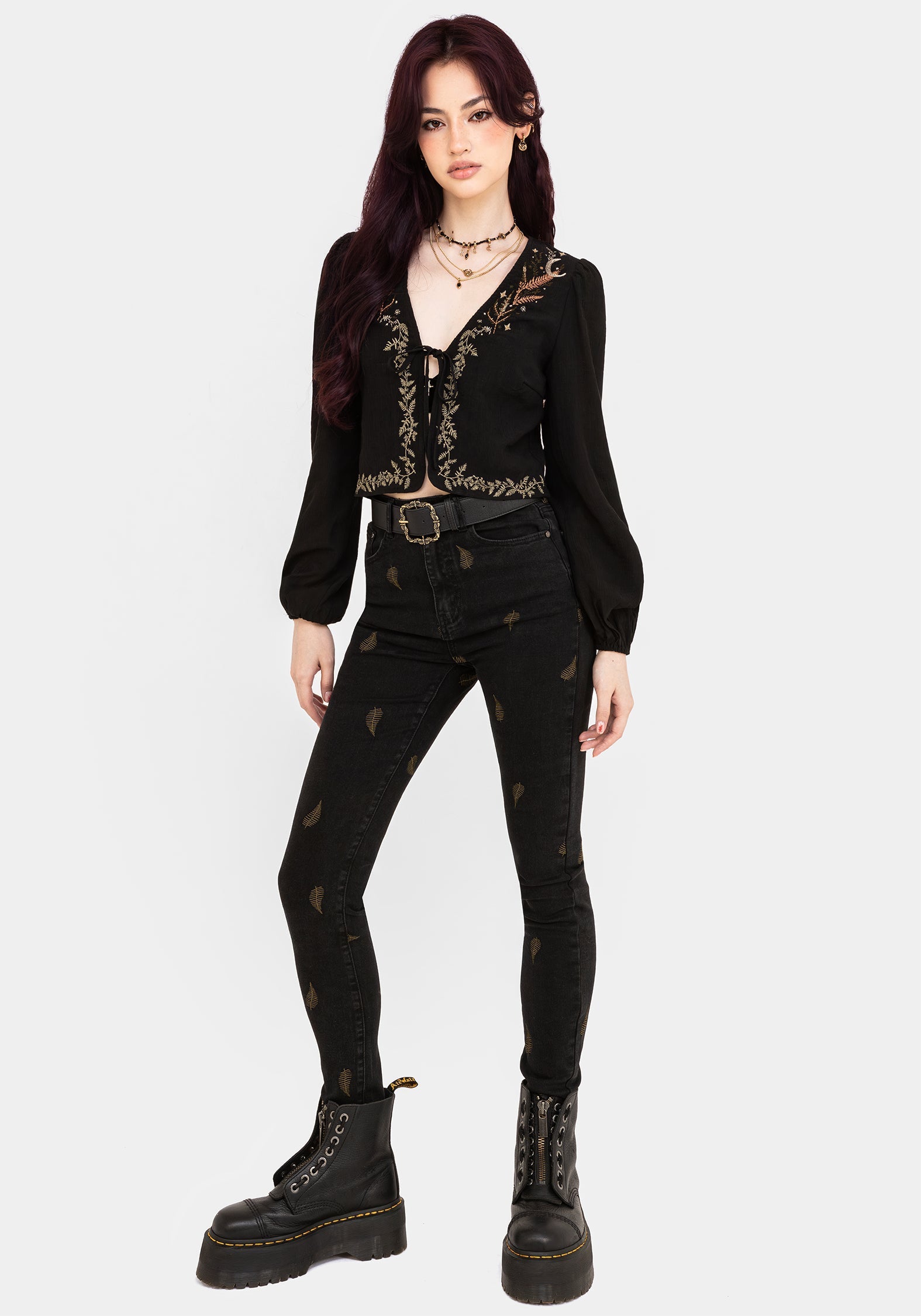 Abellona Bestickt Krawatte Vorderseite Bluse