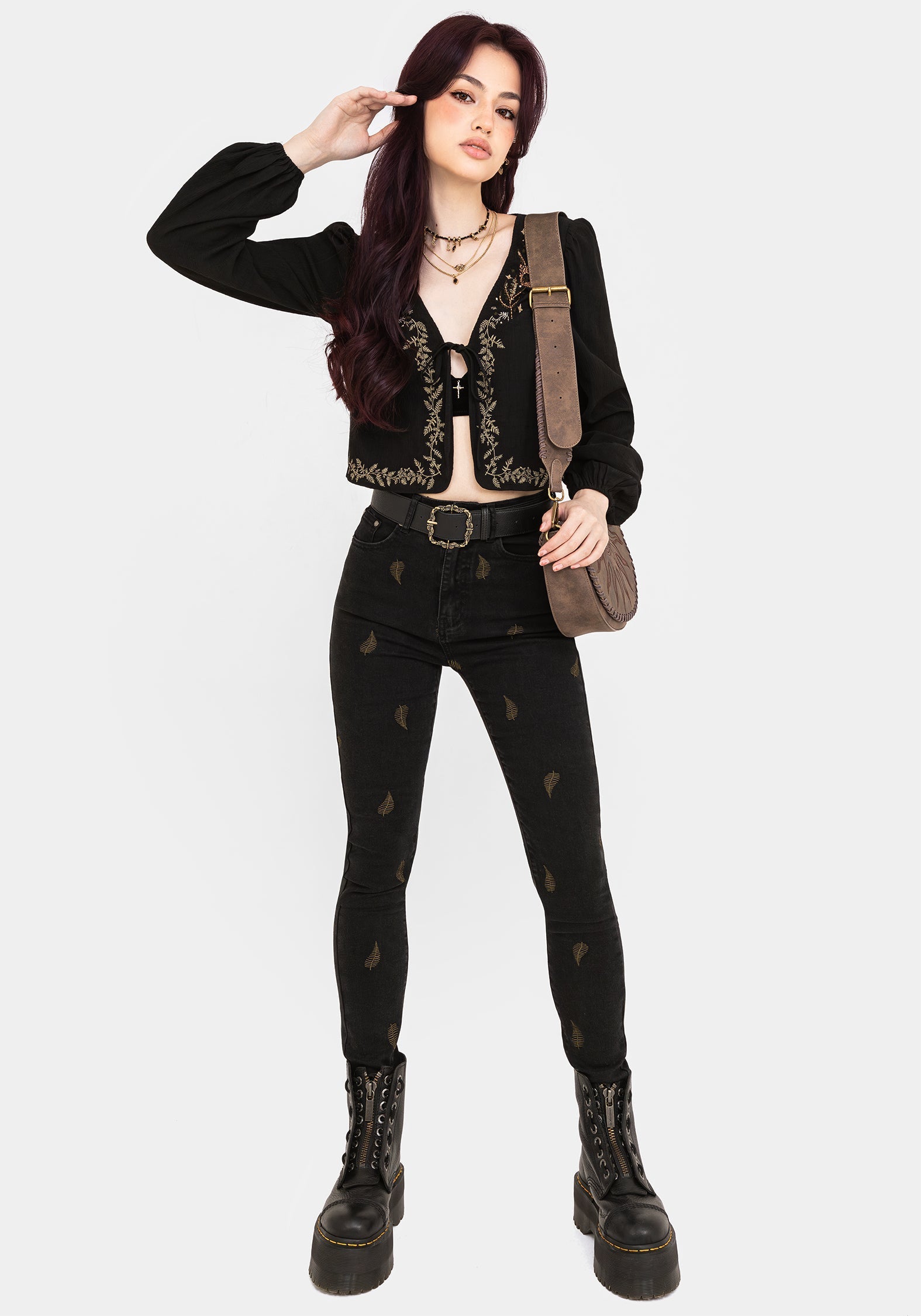 Abellona Bestickt Krawatte Vorderseite Bluse