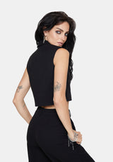 Thora Bestickt Kurz Ärmellos Blazer